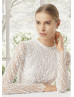 Classic Long Sleeves Beaded Lace Tulle Wedding Dress